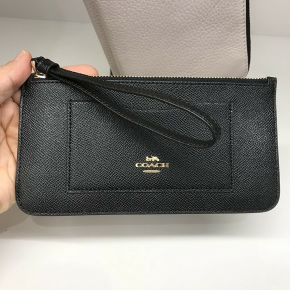 Coach Handbags - F39236 Wallet Wristlet Black Crossgrain Leather